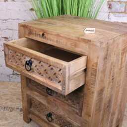 Charvi Mango Wood Bedside Cabinet 3 Drawer - thumbnail 4