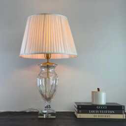 Solid Brass & Glass Table Lamp Vintage Style - Bedroom Bedside Reading Light - thumbnail 1