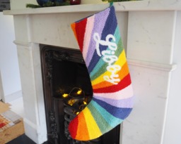 Custom Rainbow Stripe Christmas Stocking - thumbnail 1