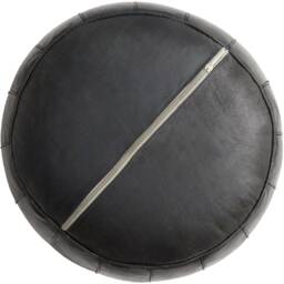 Summer Sale Deluxe Moroccan Black Leather Motif Pouffe, Handmade Artisan Ottoman Bean Bag Footstool, Floor Cushion - thumbnail 2