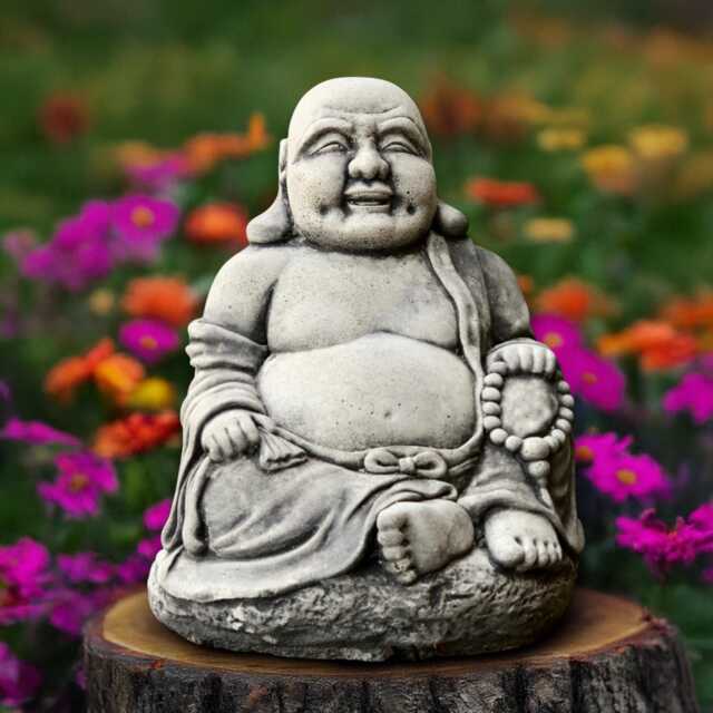 Large Buddha Statue Concrete Sculpture Japanese Smiling Figurine Zen Garden Decoration Handmade Art Asian Ornament - image 1