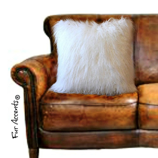 Plush Faux Fur Pillow Cover - White Mongolian Sheepskin Shag