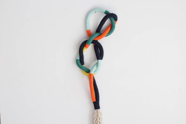 Handmade Cotton Rope Wall Sculpture Knot Art, Contemporary Decor - 35x6.5In, Customizable Colors - image 1