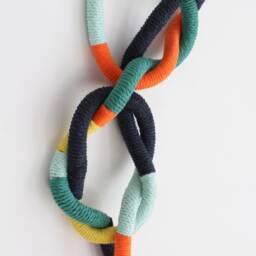 Handmade Cotton Rope Wall Sculpture Knot Art, Contemporary Decor - 35x6.5In, Customizable Colors - thumbnail 2