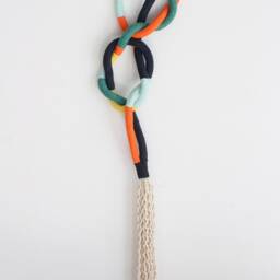 Handmade Cotton Rope Wall Sculpture Knot Art, Contemporary Decor - 35x6.5In, Customizable Colors - thumbnail 3