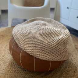 Crochet Pouf Slipcover, Round Cotton Cover For Moroccan Poufs & Ikea Stools - Upcycle Furniture
