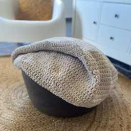 Crochet Pouf Slipcover, Round Cotton Cover For Moroccan Poufs & Ikea Stools - Upcycle Furniture - thumbnail 3