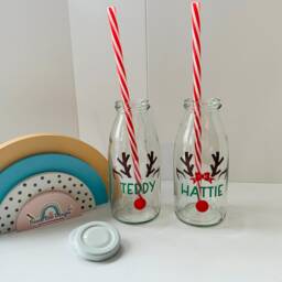 Christmas Bottle - Milk For Santa Eve Box Filler Present Kids Stocking Filler Reindeer Glass - thumbnail 2