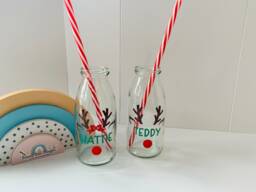 Christmas Bottle - Milk For Santa Eve Box Filler Present Kids Stocking Filler Reindeer Glass