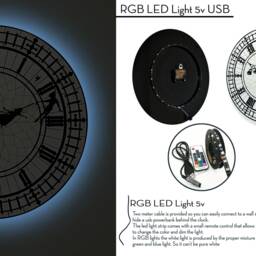 Owl With Baby Blue Moon Cartoon - Wall Clock Clock Unique Decor Gift Idea Rgb Led 5V Backlit Option - thumbnail 3