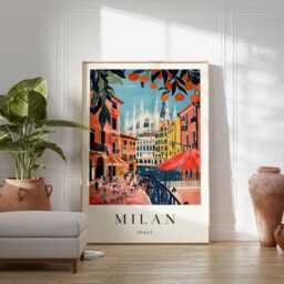 Milan Cityscape Poster Italy Travel Wall Art - thumbnail 4
