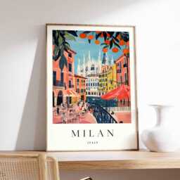 Milan Cityscape Poster Italy Travel Wall Art