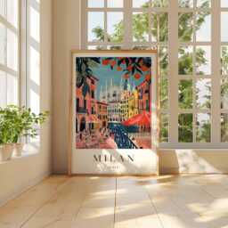 Milan Cityscape Poster Italy Travel Wall Art - thumbnail 2