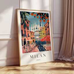 Milan Cityscape Poster Italy Travel Wall Art - thumbnail 3