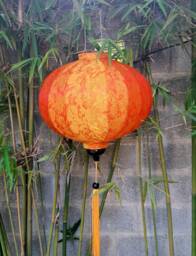 Orange Silk Lanterns - Set Of 2 Vietnamese Wedding Decor, 20 Inch - thumbnail 1