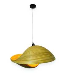 Bamboo Double Sea Shell Lampshade 60cm, Extra Large Twin Pendant - thumbnail 1