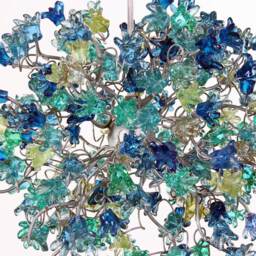 Hand Made Hanging Pendant Lighting With Sea Color Flowers - thumbnail 3