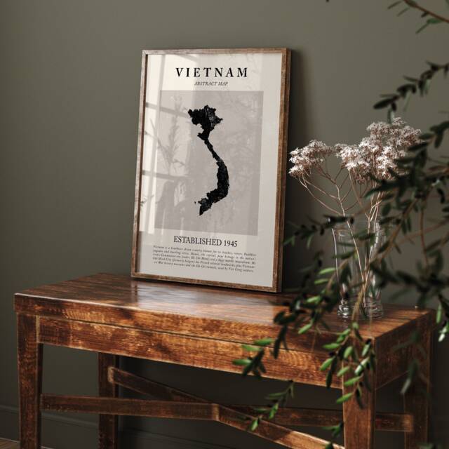 Abstract Vietnam Map Vintage Wall Art Print Picasso + Matisse Inspired Travel Poster - image 1