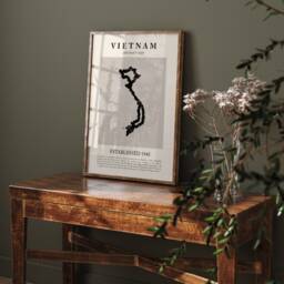 Abstract Vietnam Map Vintage Wall Art Print Picasso + Matisse Inspired Travel Poster - thumbnail 3