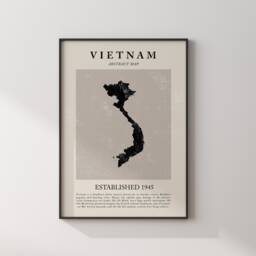 Abstract Vietnam Map Vintage Wall Art Print Picasso + Matisse Inspired Travel Poster - thumbnail 2