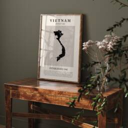 Abstract Vietnam Map Vintage Wall Art Print Picasso + Matisse Inspired Travel Poster - thumbnail 1