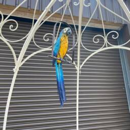 Decorative Large Hanging Parrot Statue - Blue - thumbnail 3