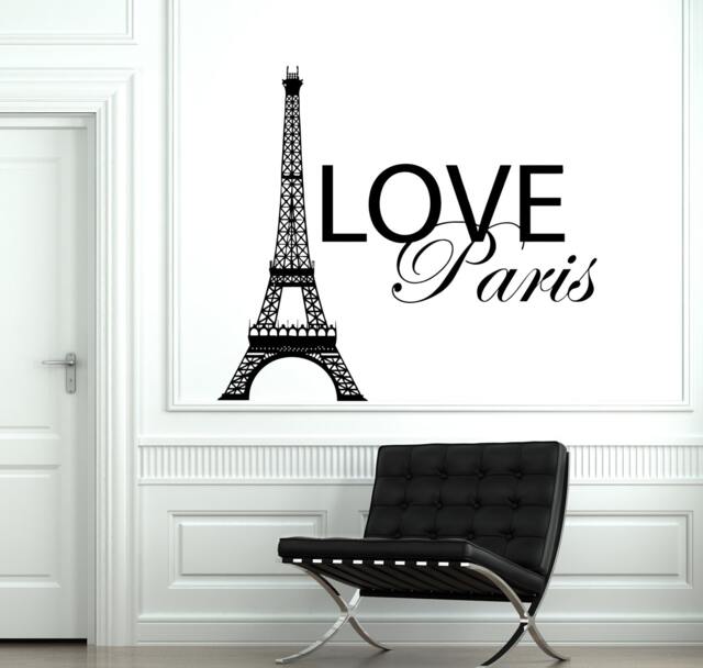 Wall Decal Paris France Eiffel Tower Quote City Love Vinyl Sticker 1843Dz - image 1