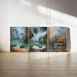 Set Of 3 Thailand Posters, Thai Floral Prints, D??cor, Travel Art, Asian Poster, Oriental Wall Decor, Gift - thumbnail 3