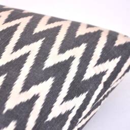 Black Chevron Ikat Pillow Cover, Handloom Woven Cushion - 14x23 Inches - thumbnail 3