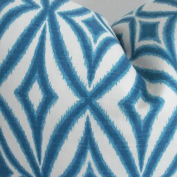 Both Sides -Geometric Ikat -Decorative Designer Pillow Cover-Azure BlueTeal Aqua Throw/Lumbar - thumbnail 2