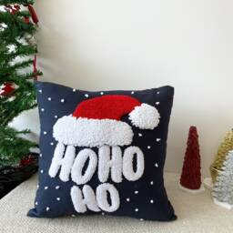 Hand Tufted Christmas Pillow Cover, Embroidered Santa Cushion Cover, Winter Holiday Home Decor Rug, Merry Ornament, Noel Gift - thumbnail 3