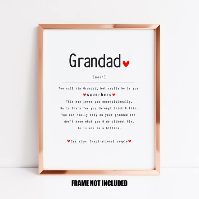 Grandad Definition Art Print, Sentimental Gift, Gift For Any Occasion, Birthday Appreciation - image 1