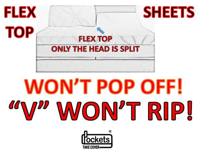 Won't Pop Off California Flex Top King Navy Royal Blue Turquoise Red Gray Brown Tan Cream White Deep Pocket Split Head Sheets - image 1