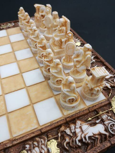 Chess Board Alabaster Set Ancient Greece Themed Chessboard 45x45 - image 1