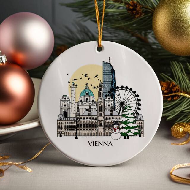 Vienna Austria Personalised Christmas Tree Ceramic Ornament Decoration Gift Present Festive Decor Souvenir Holiday Custom Xmas Bauble - image 1