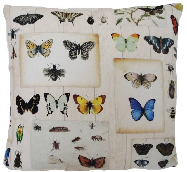 Butterflies Cushion Cover Printed Insects Bugs Cotton Fabric 16 - image 1