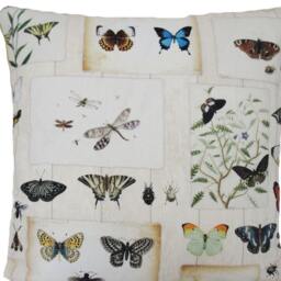Butterflies Cushion Cover Printed Insects Bugs Cotton Fabric 16 - thumbnail 2