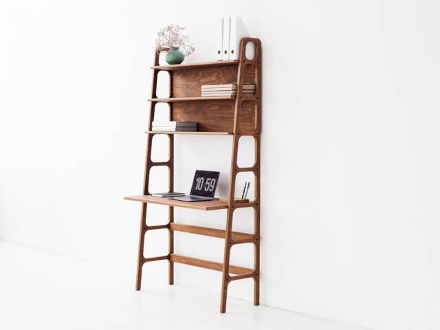 Mid Century Desk, Wood Bookcase Modern, Mid Wooden Computer Desk Shelf, Custom - image 1