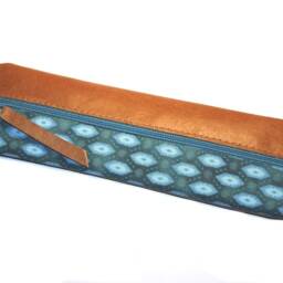 Turquoise Diamond Pencil Case Leather & Fabric Case, Fabric, Diamonds - thumbnail 3