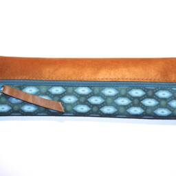 Turquoise Diamond Pencil Case Leather & Fabric Case, Fabric, Diamonds - thumbnail 4