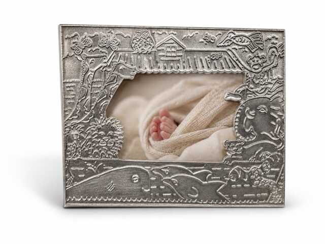 Noah's Ark Pewter Photo Frame 6x4, Handcrafted Nursery Picture Frame, Baby Gift - image 1