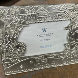 Noah's Ark Pewter Photo Frame 6x4, Handcrafted Nursery Picture Frame, Baby Gift - thumbnail 3