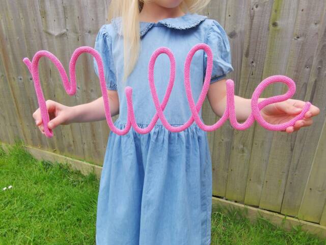 Personalised Knitted Wire Name Sign, Nursery Wall Decor, Baby Gift UK - image 1