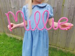 Personalised Knitted Wire Name Sign, Nursery Wall Decor, Baby Gift UK - thumbnail 1