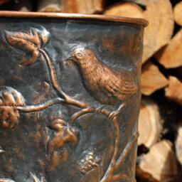 Handmade Copper Umbrella Stand Sparrows On Branches - thumbnail 3