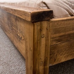 The Oxford Bed Frame Chunky Reclaimed Pine Wood With Low End Footboard All Sizes Available Free UK Delivery Extra Thick 4.5cm Slats - thumbnail 3