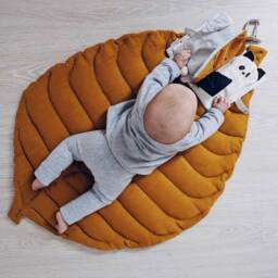Linen Leaf Baby Playmat Natural Fiber Kids Rug - thumbnail 3