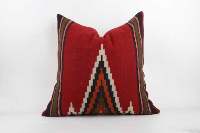 Handwoven Wool Kilim Pillow Cover, 24x24 Inch Boho Home Decor Case - image 1