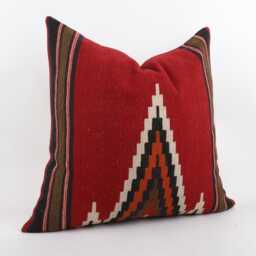 Handwoven Wool Kilim Pillow Cover, 24x24 Inch Boho Home Decor Case - thumbnail 3