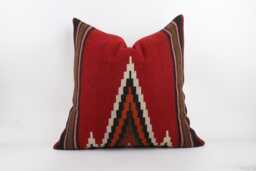 Handwoven Wool Kilim Pillow Cover, 24x24 Inch Boho Home Decor Case - thumbnail 1